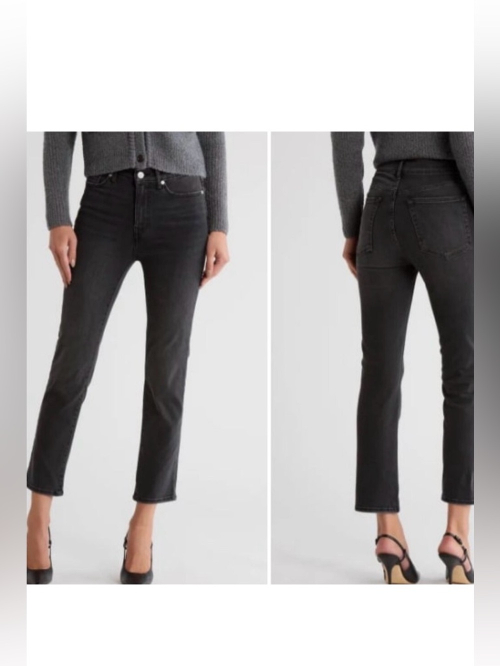 FRAME Denim Le High Straight Ankle Jean Super Stretch Black 24 MSRP $230 NWT